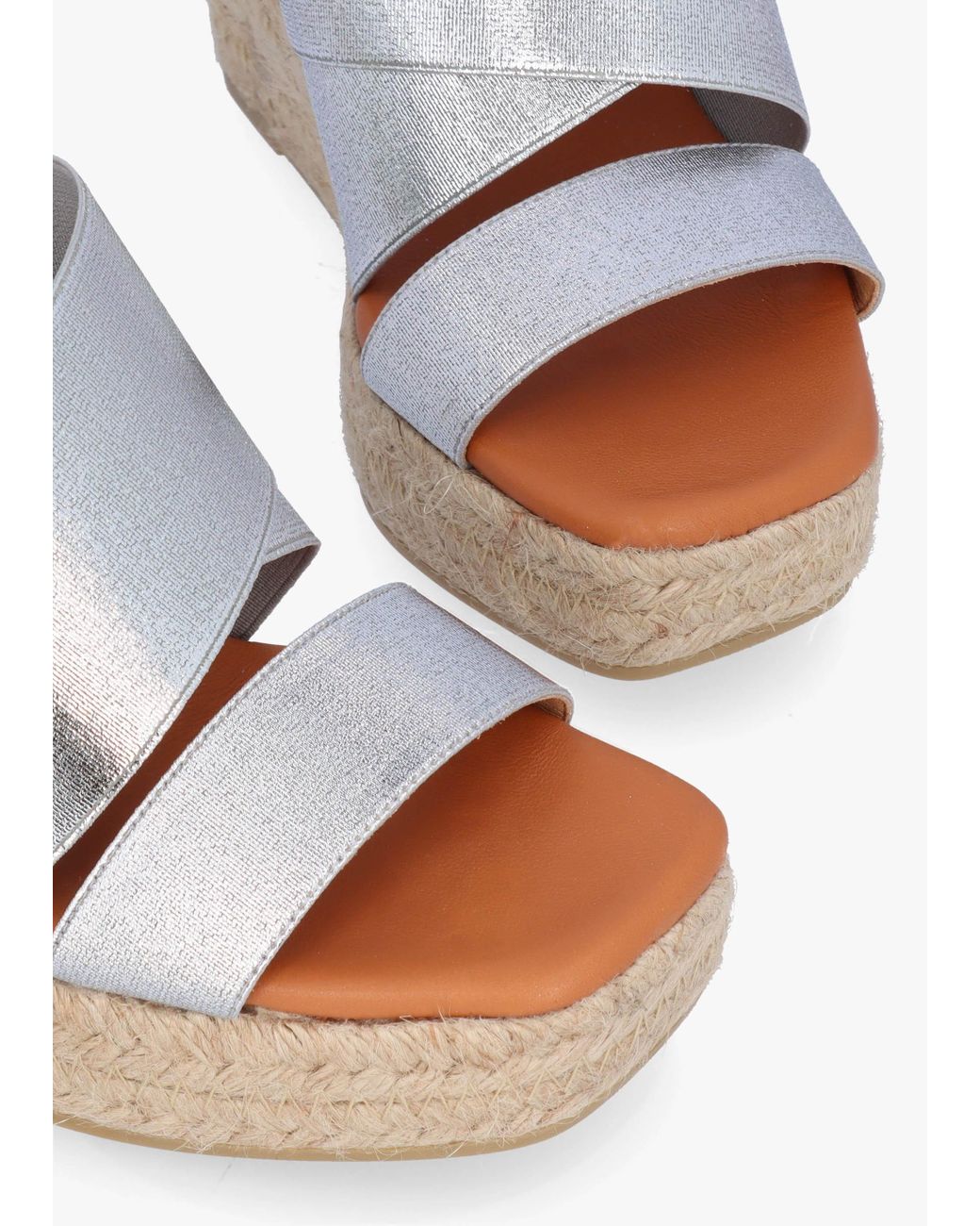 Daniel White Khloe Silver Cross Strap Wedge Espadrille Mules