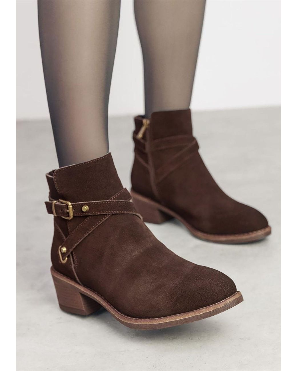 Moda In Pelle Brown Orlena Cross Strap Ankle Boots