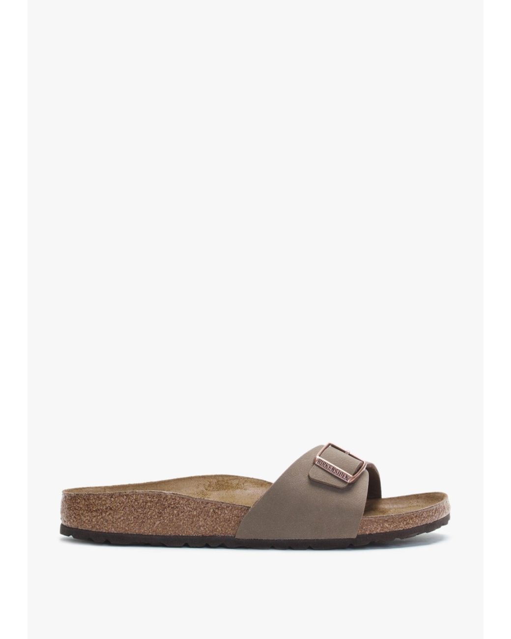 Birkenstock White Madrid Birko-Flor Nubuck Mocca Mules