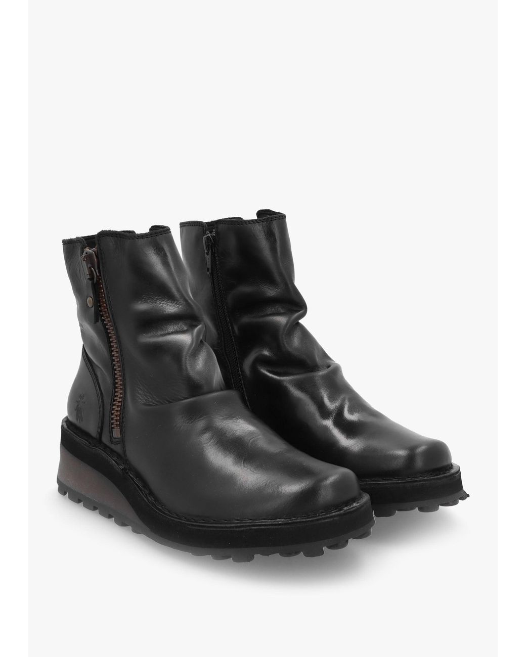 Fly London Black Hole Low Wedge Ankle Boots