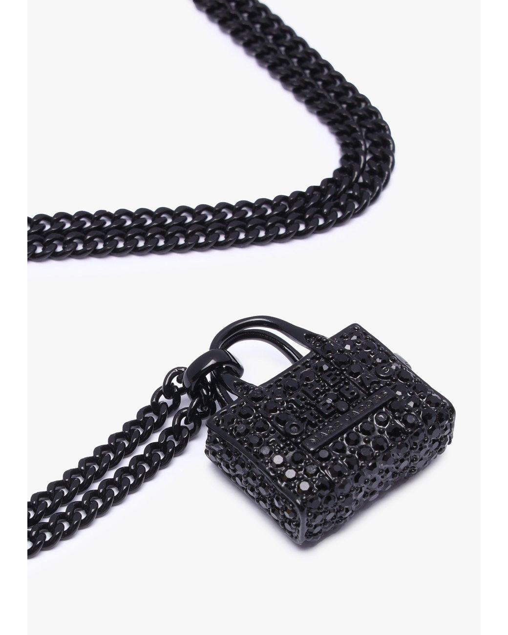 Marc Jacobs Black The Pave Tote Bag Crystal Necklace