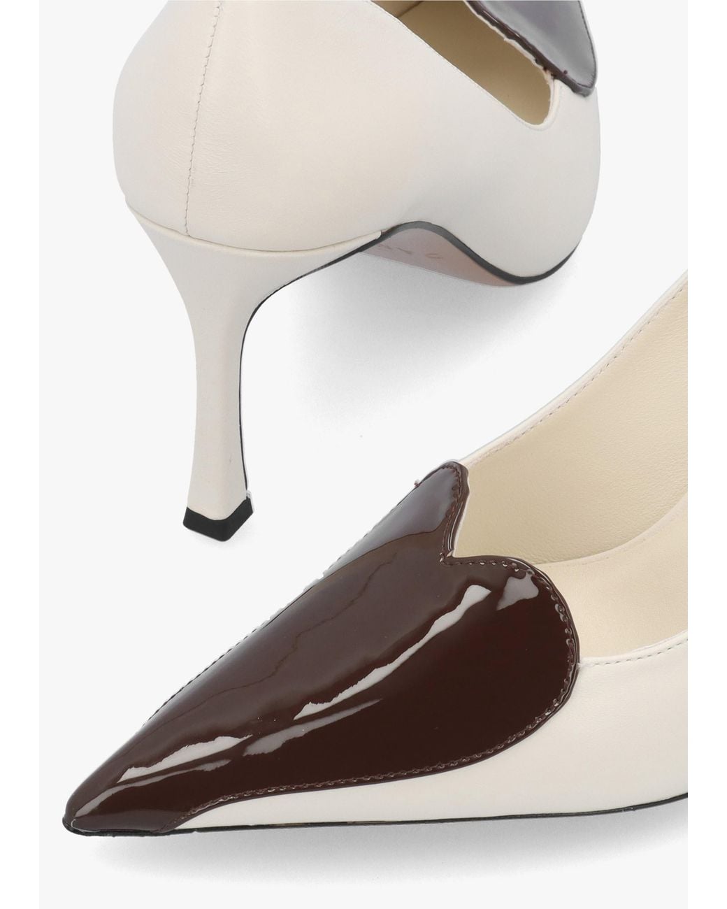 Daniel White Elove Off Leather Heart Toe Cap Court Shoes