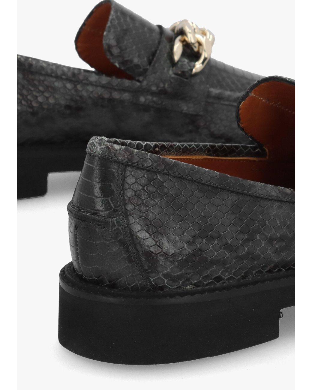 Daniel Black Leather Reptile Loafers