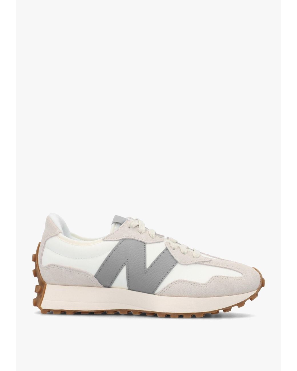 New Balance White 327 & Suede Trainers