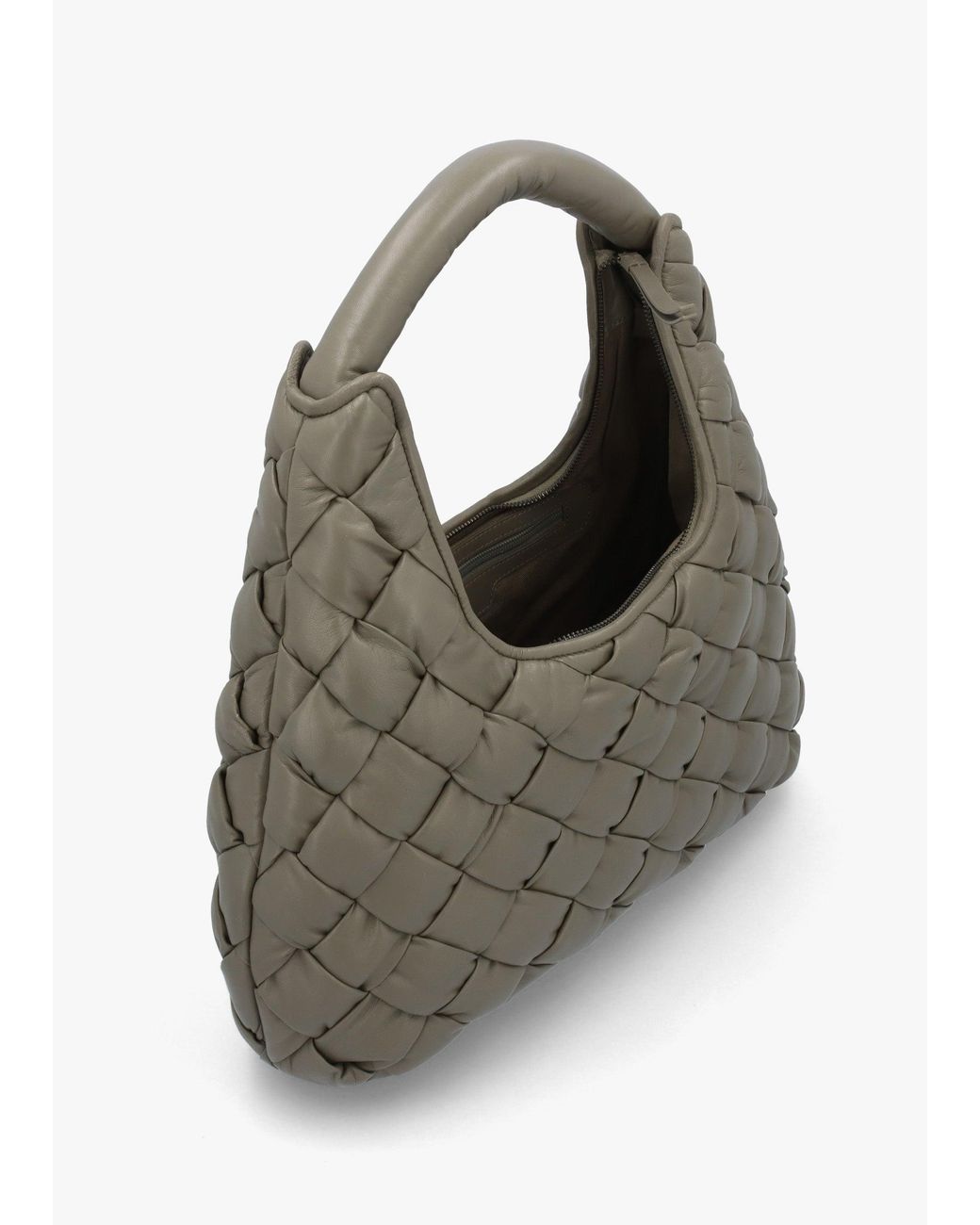 Daniel Gray Veave Khaki Leather Woven Shoulder Bag