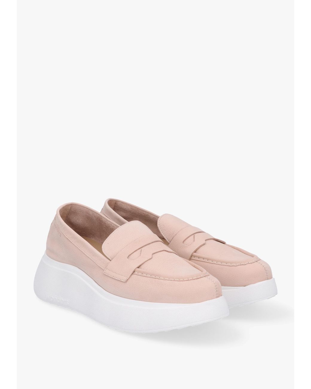 Wonders Pink Estela Nude Nubuck Leather Chunky Loafers
