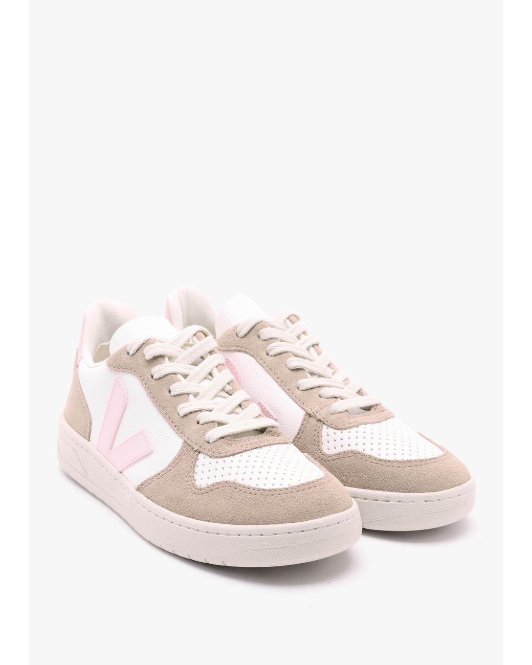 Veja Pink V-10 Chromefree Leather Extra White Petale Sahara Trainers