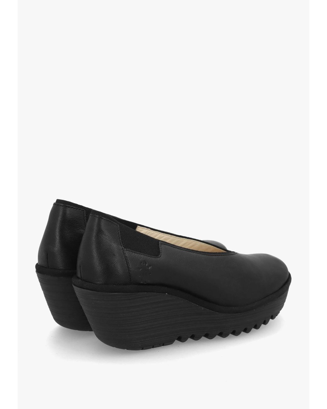 Fly London Black Yoza Wedge Court Shoes