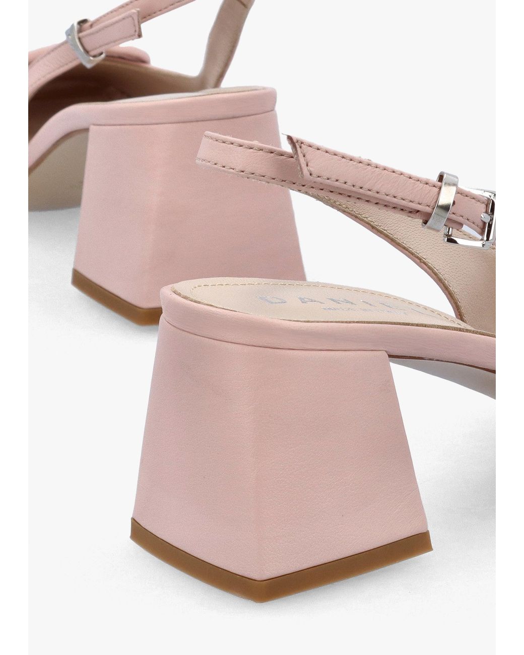 Daniel Pink Nessie Nude Leather Block Heel Sling Backs