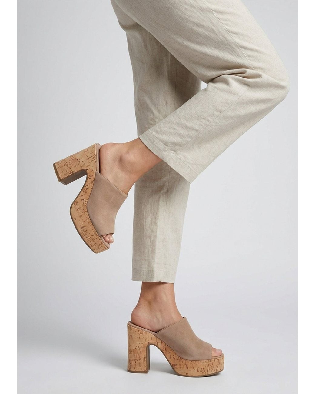 Daniel Natural Silken Cork Platform Heeled Mules