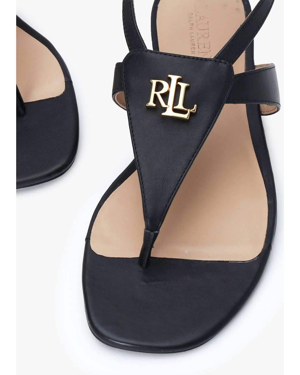 Ralph Lauren White Everley Calfskin Leather Toe Post Sandals
