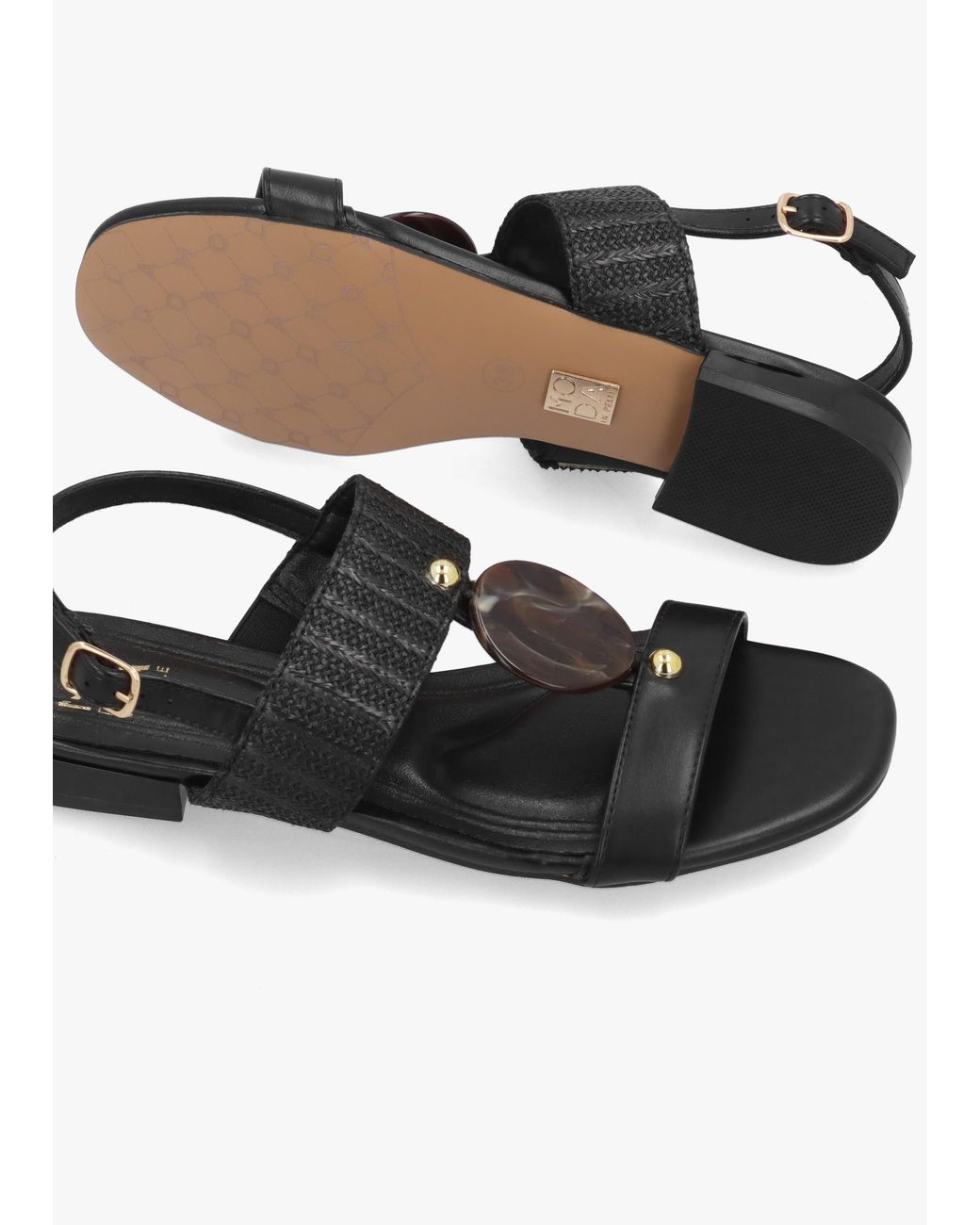Moda In Pelle White Lexiia Two Bar Flat Sandals