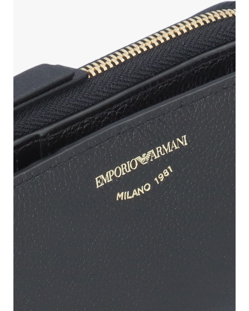 Emporio Armani Multicolor Bifold Nero Tumbled Leather Zip Around Wallet
