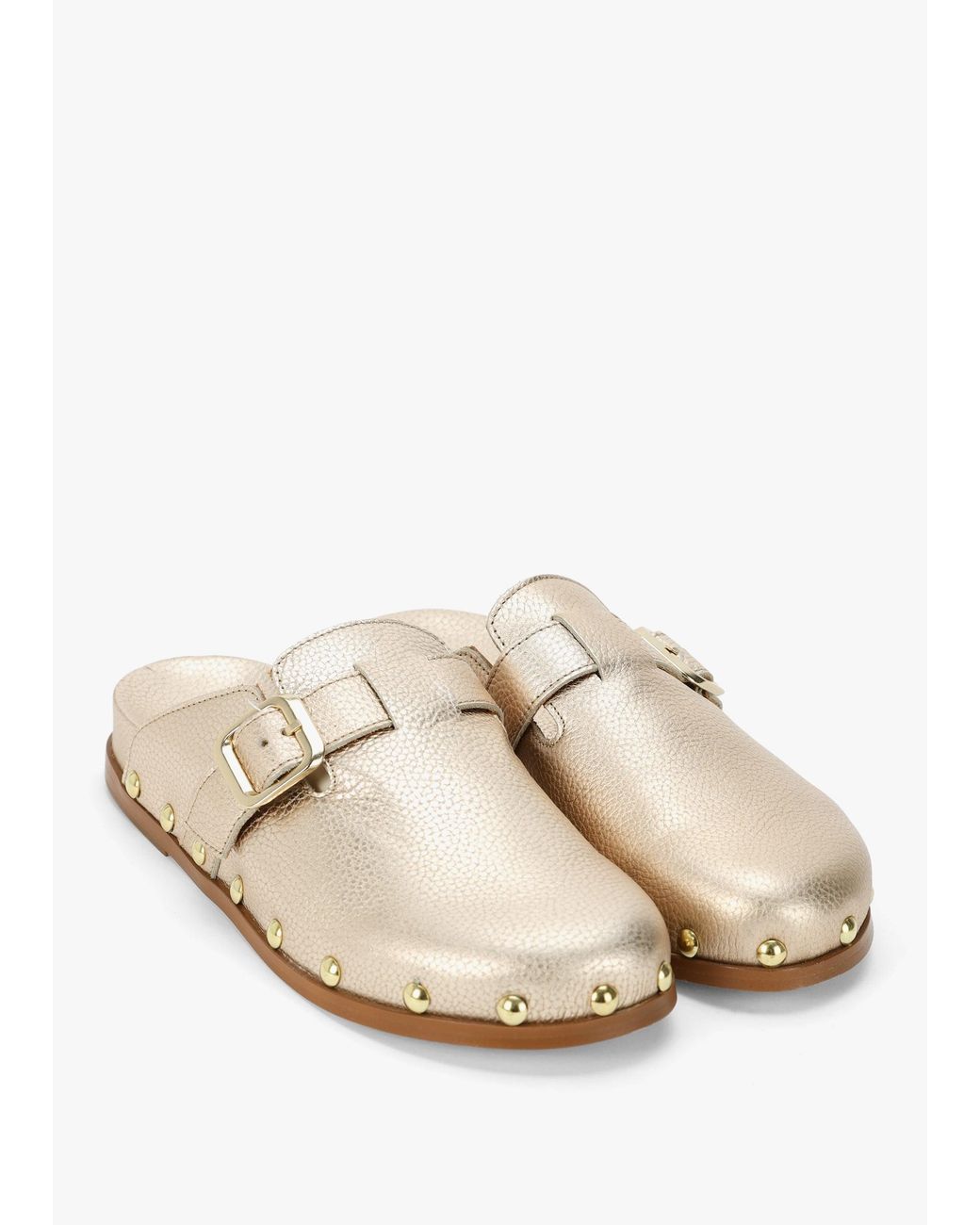 Alpe White Ambur Rose Leather Mule Clogs