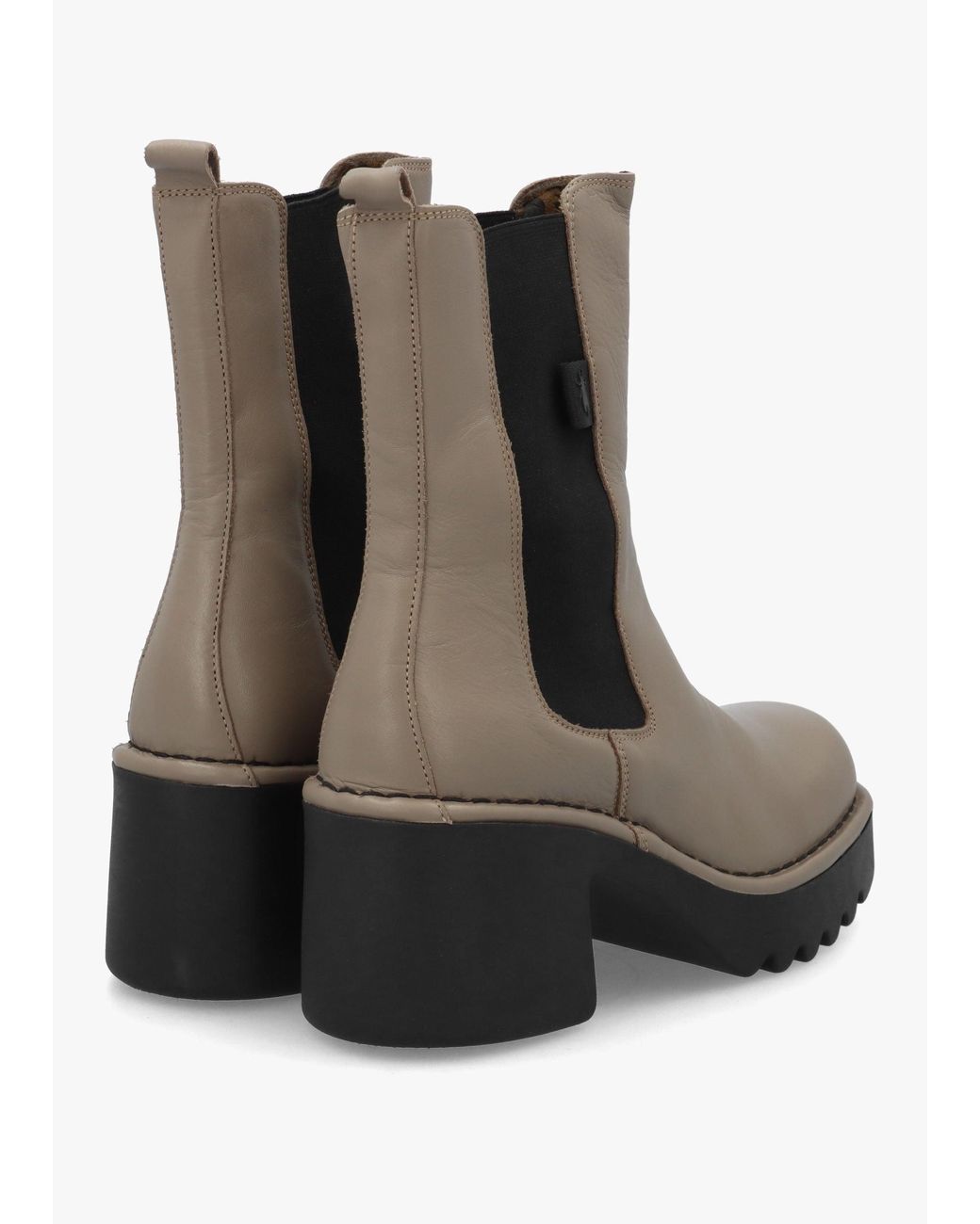 Fly London Brown Moya Leather Block Heel Chelsea Boots