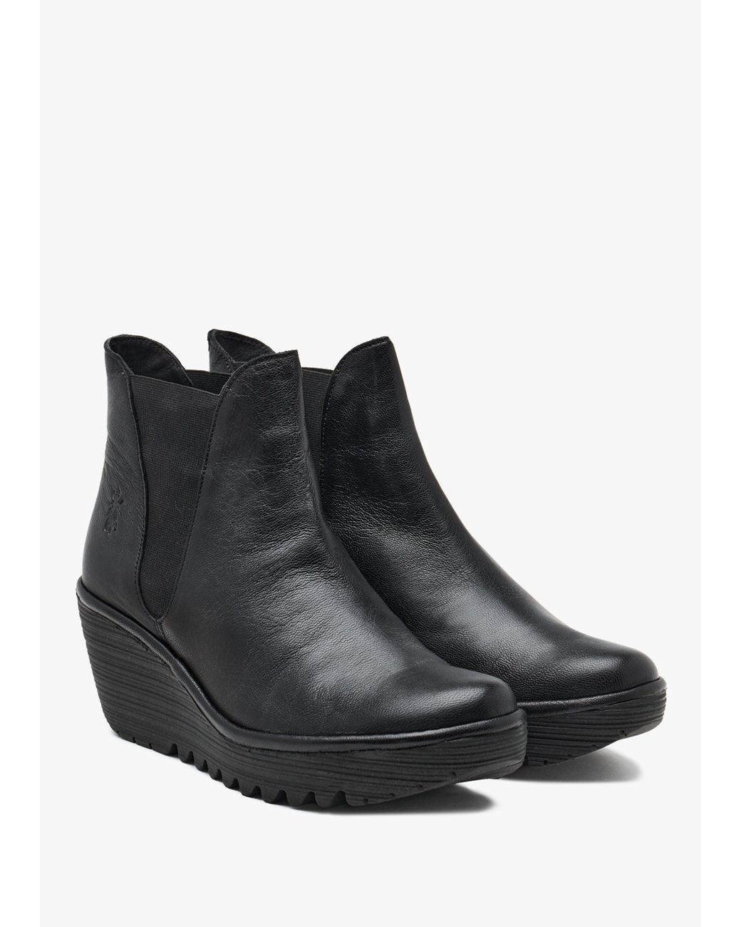 Fly London Black Woss Wedge Ankle Boots