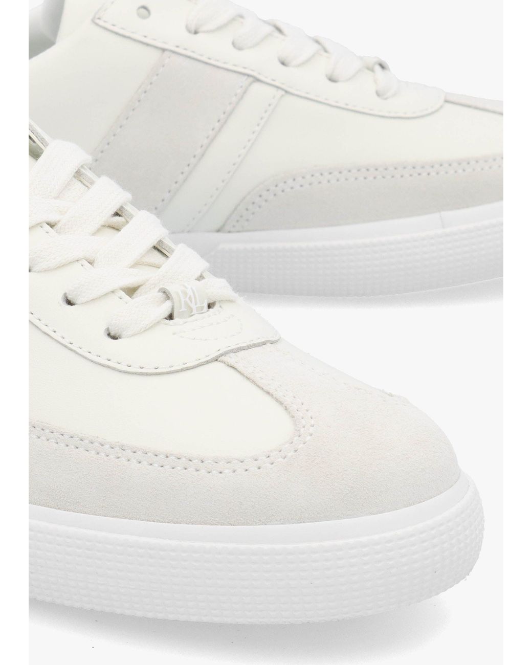 Ralph Lauren White Braylee Bianco Leather & Suede Trainers
