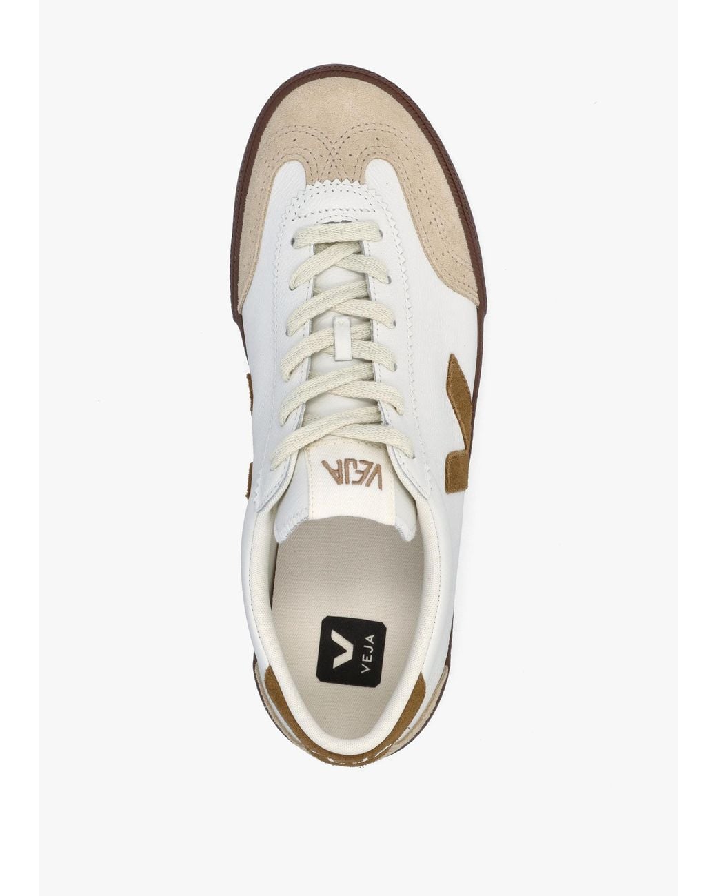 Veja White Volley O.T Leather Tent Bark Trainers