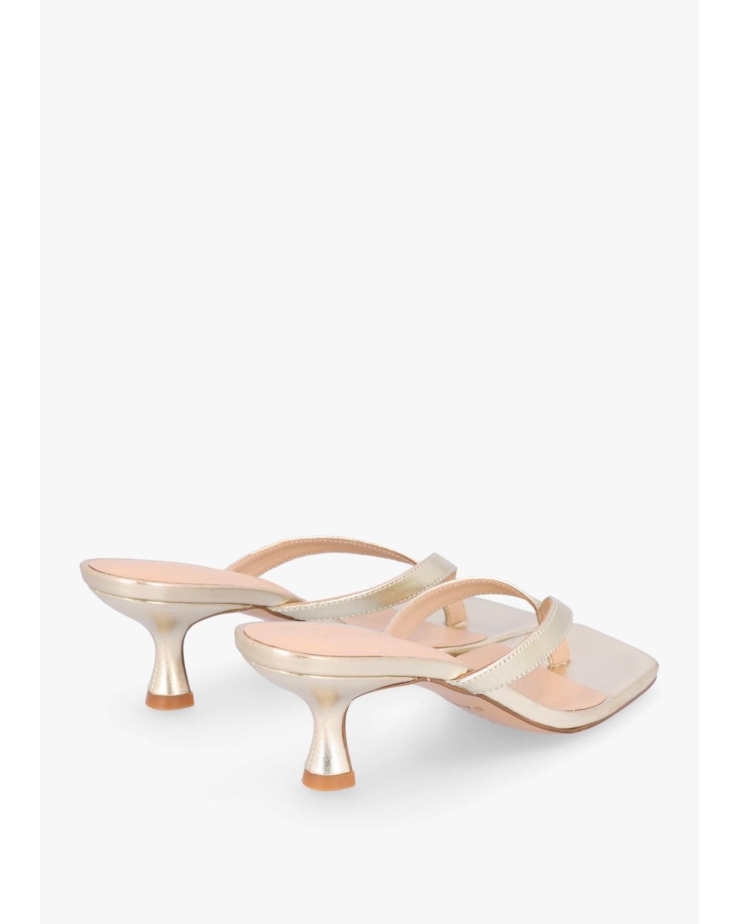 Daniel Natural Eden Leather Toe Post Kitten Heel Sandals