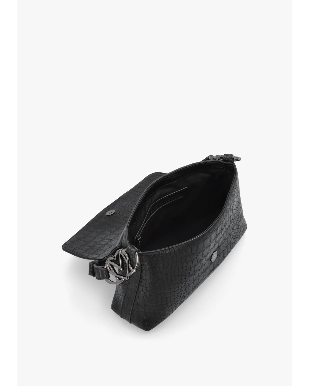 Love Moschino Black Moc Croc Shoulder Bag
