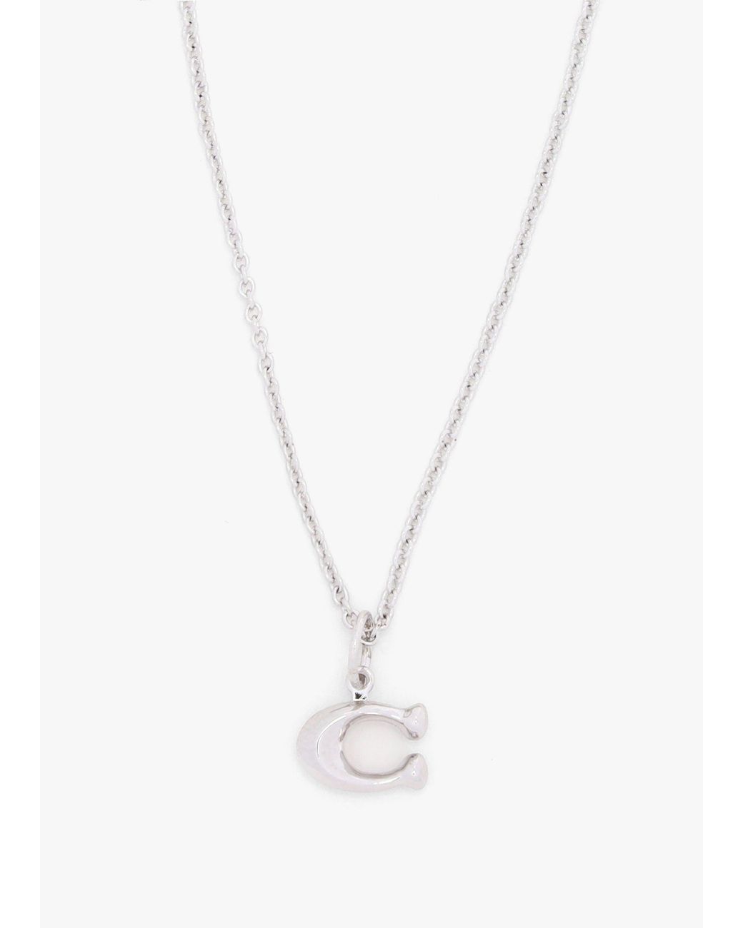 COACH White C Logo Started Chain Necklace