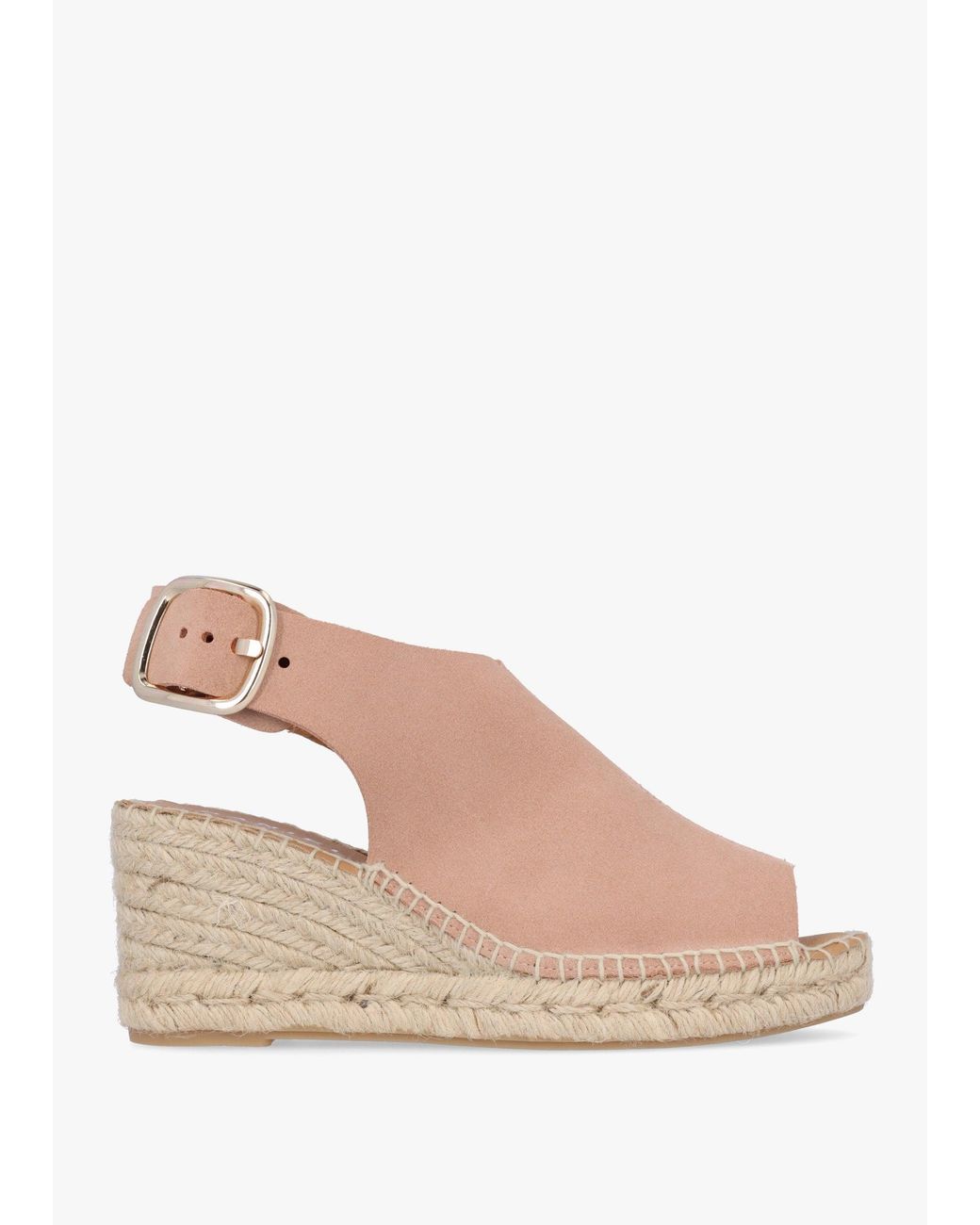 Daniel Natural Kathie Nude Suede Peep Toe Sling Back Wedge Espadrilles