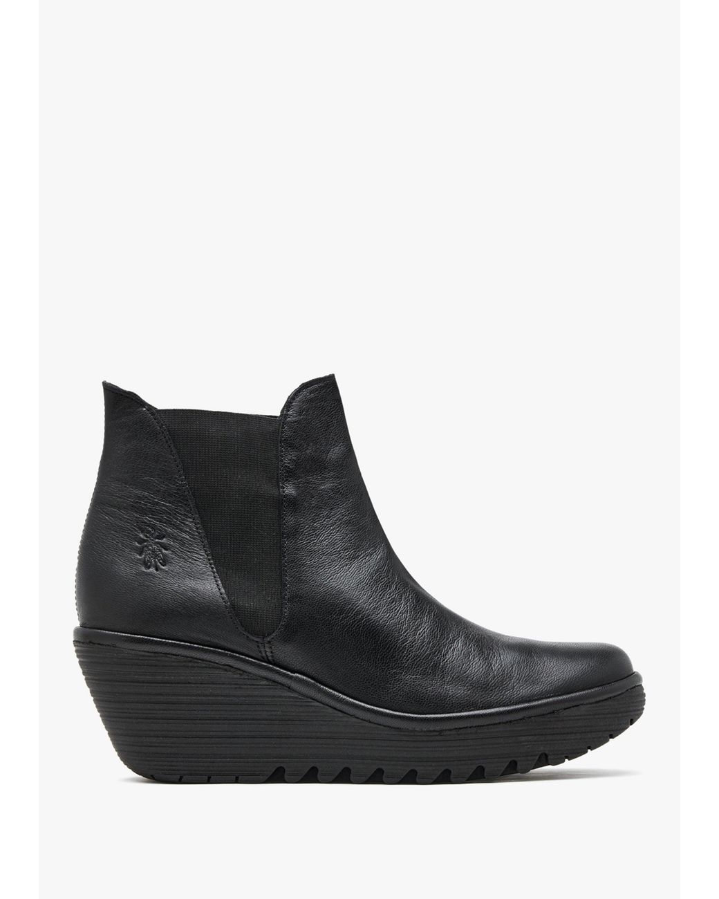 Fly London Black Woss Wedge Ankle Boots