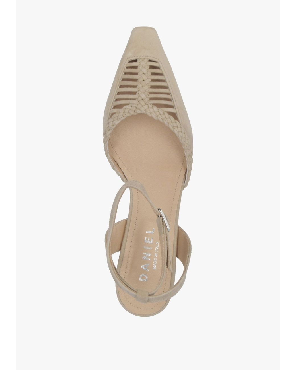 Daniel White Nelia Plaited Cage Kitten Heel Ankle Strap Court Shoe