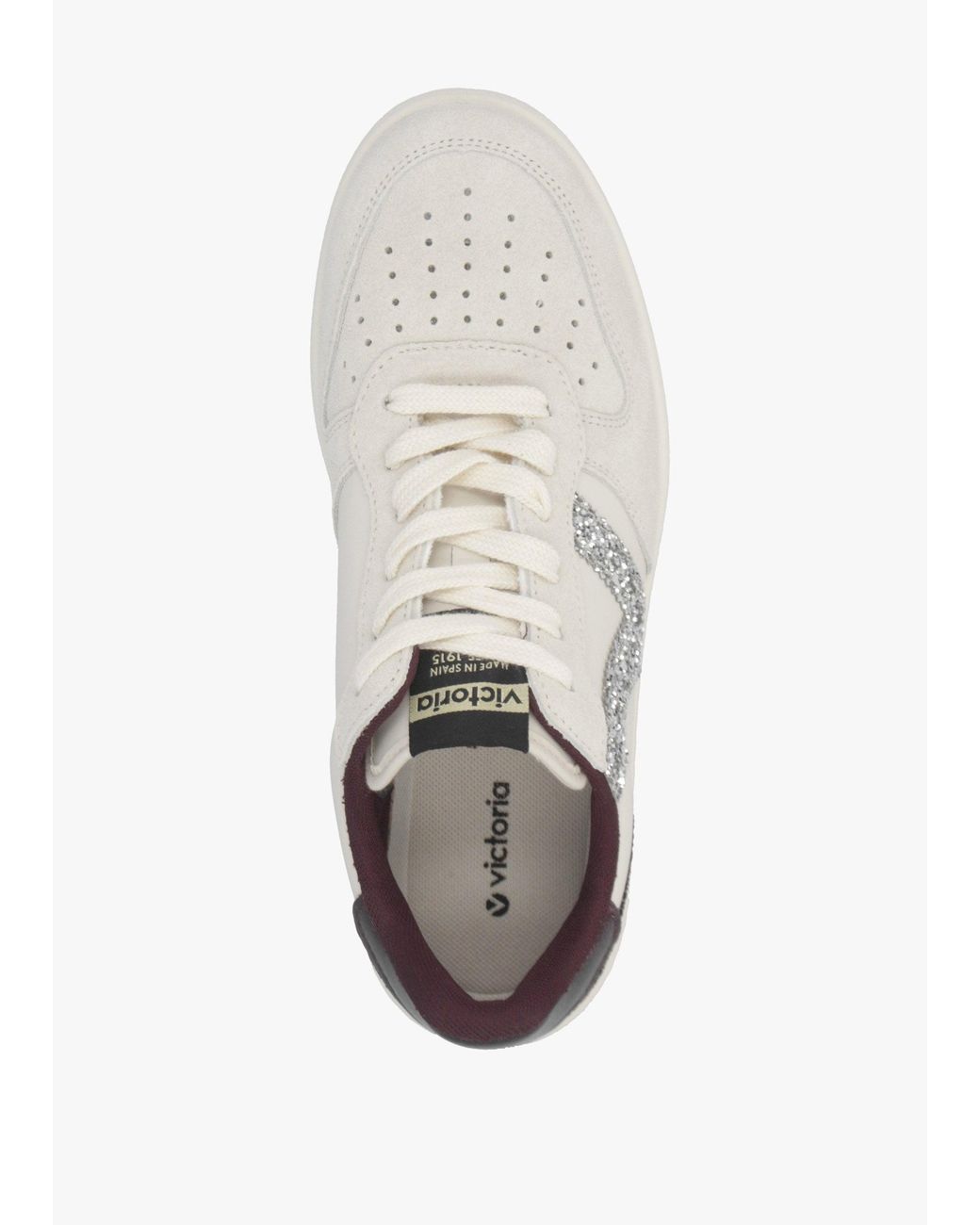 Victoria White Madrid Burgundy Glitter V Logo Trainers