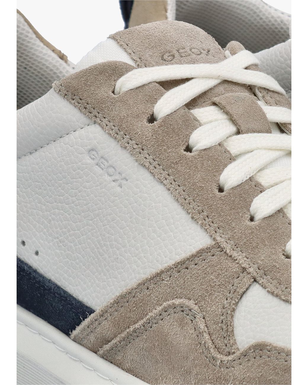 Geox White U Deiven Sand Leather Trainers