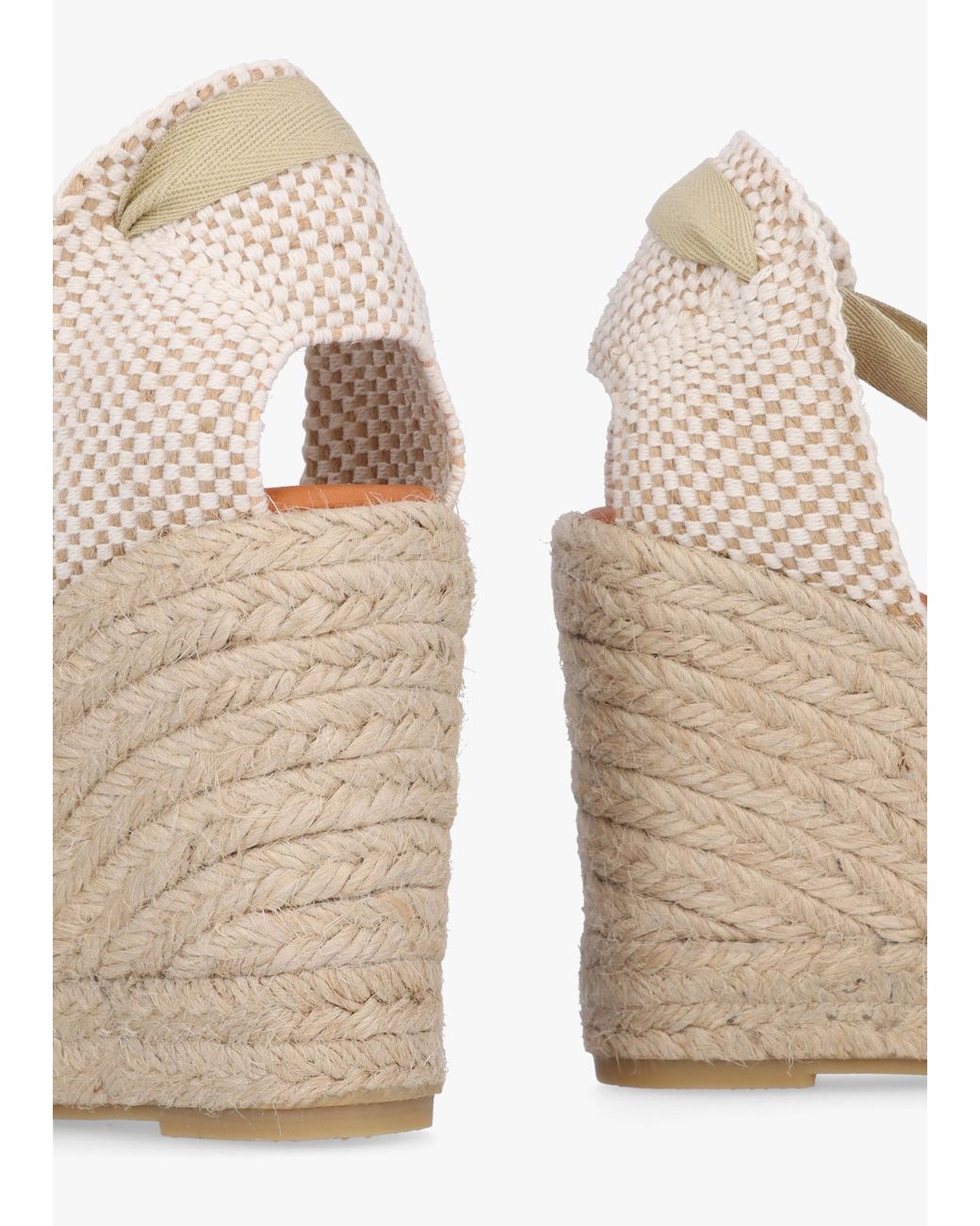 Daniel White Kendall Beige Textile Gold Leather Toe Cap Wedge Espadrilles