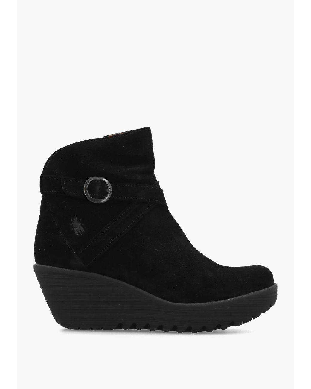 Fly London Black Loik Wedge Ankle Boots