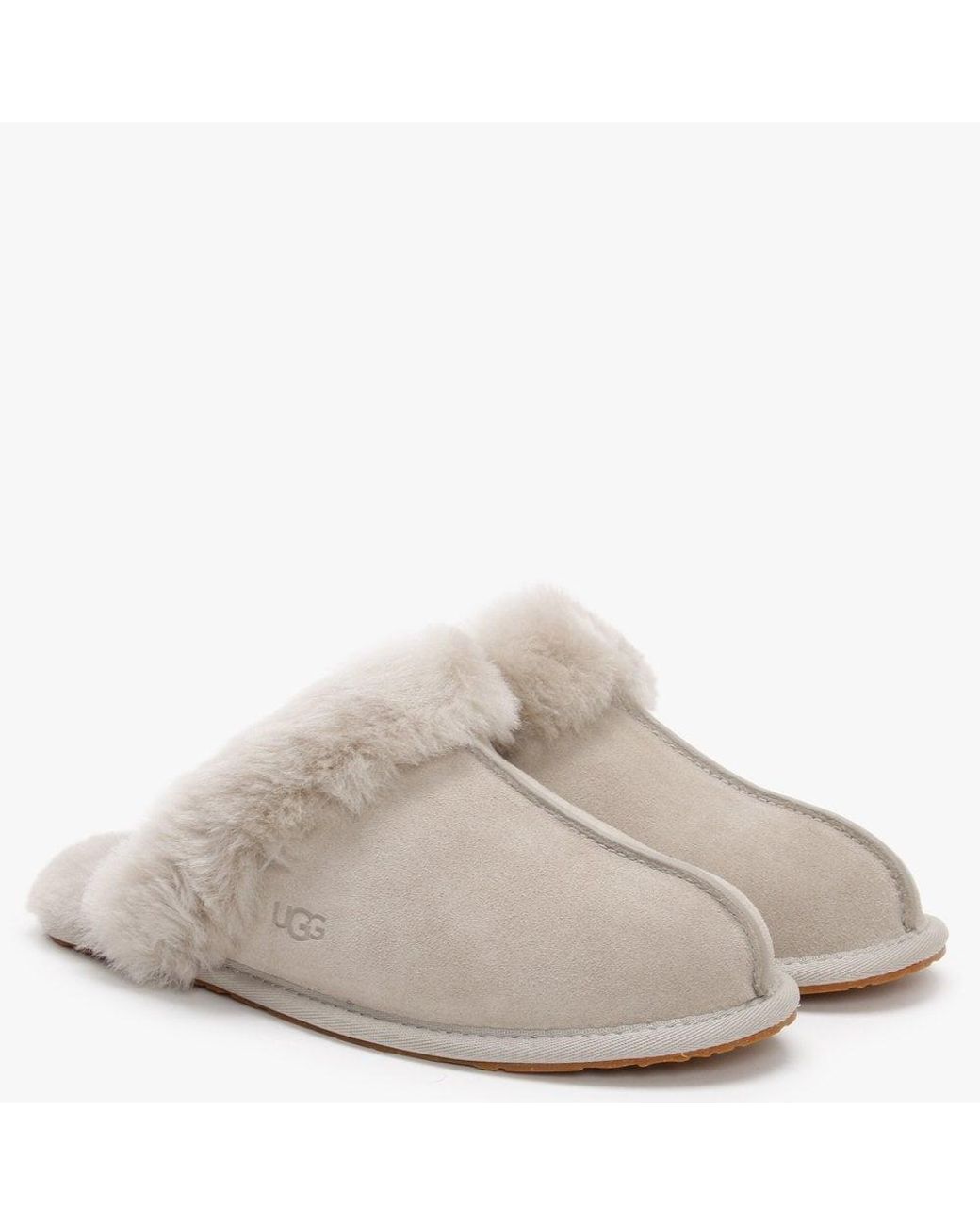 UGG Scuffette Ii Metal Logo in Beige Suede (Natural) - Save 5% | Lyst