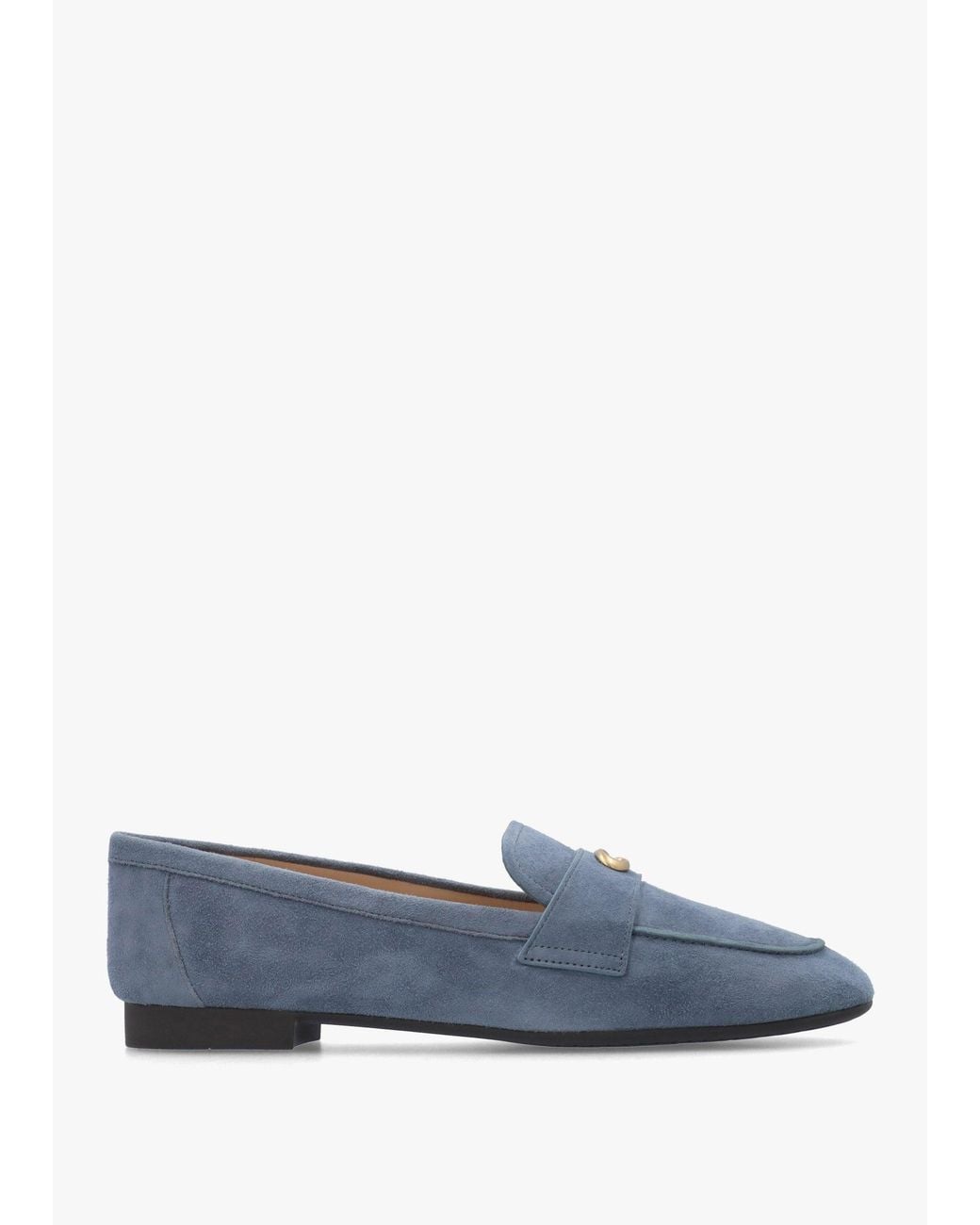 COACH Blue Sculpted C Light Denim Suede Loafers