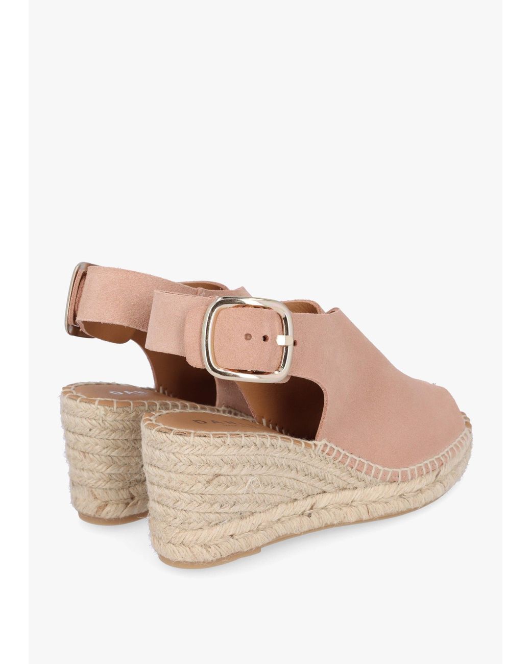Daniel Natural Kathie Nude Suede Peep Toe Sling Back Wedge Espadrilles