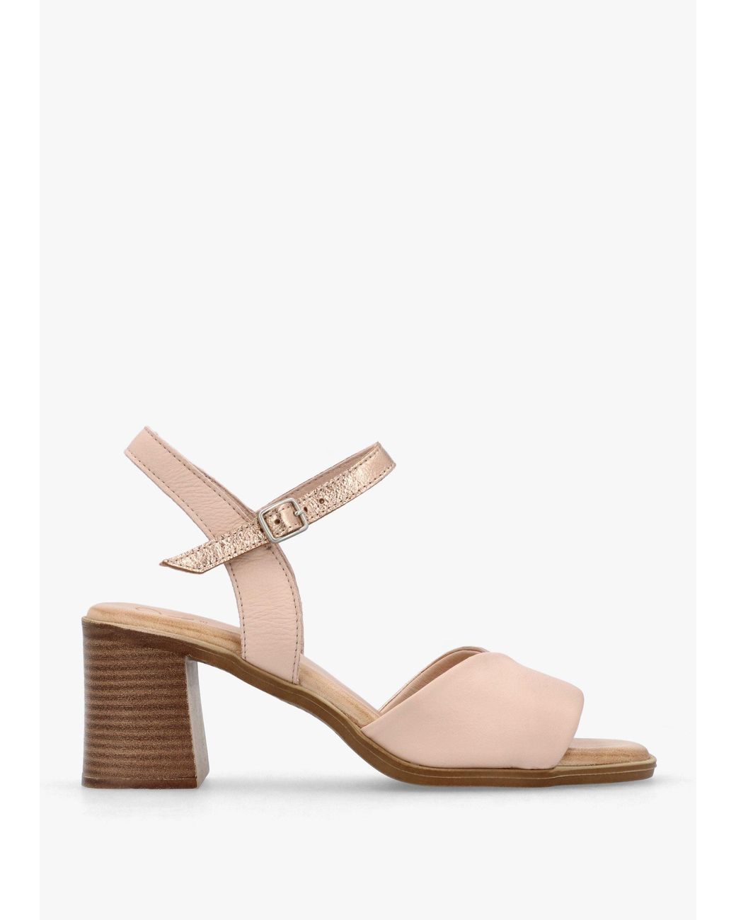 Moda In Pelle Natural Lanie & Rose Leather Block Heel Sandals