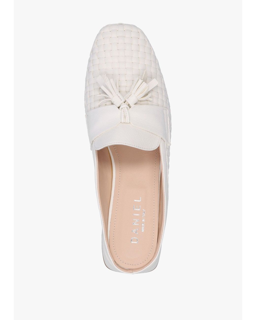 Daniel White Nova Cream Leather Woven Backless Mules