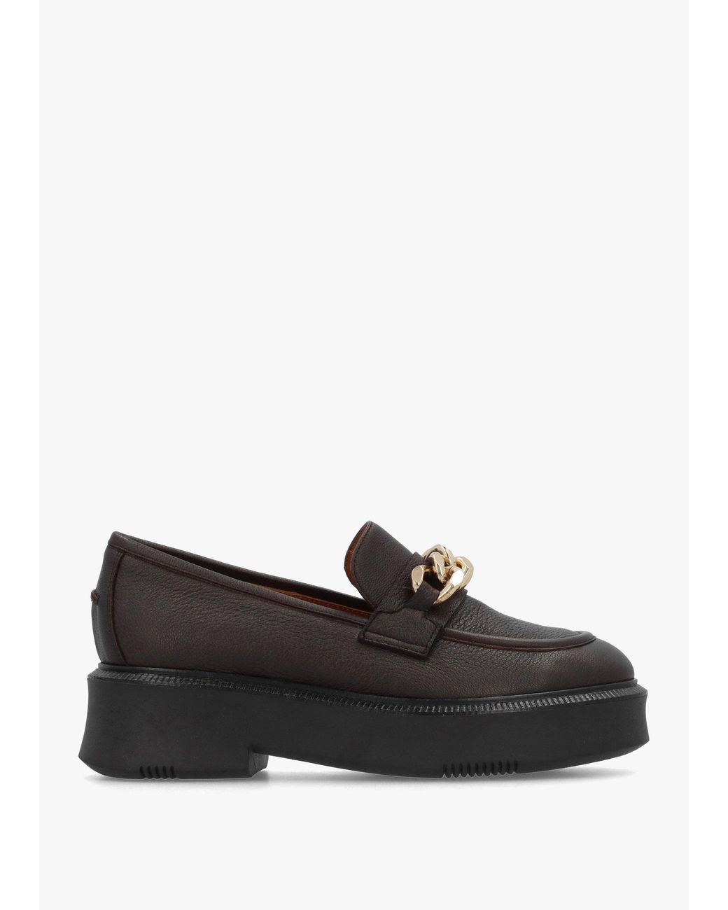 Daniel Black Pebbled Leather Chunky Link Chain Loafers