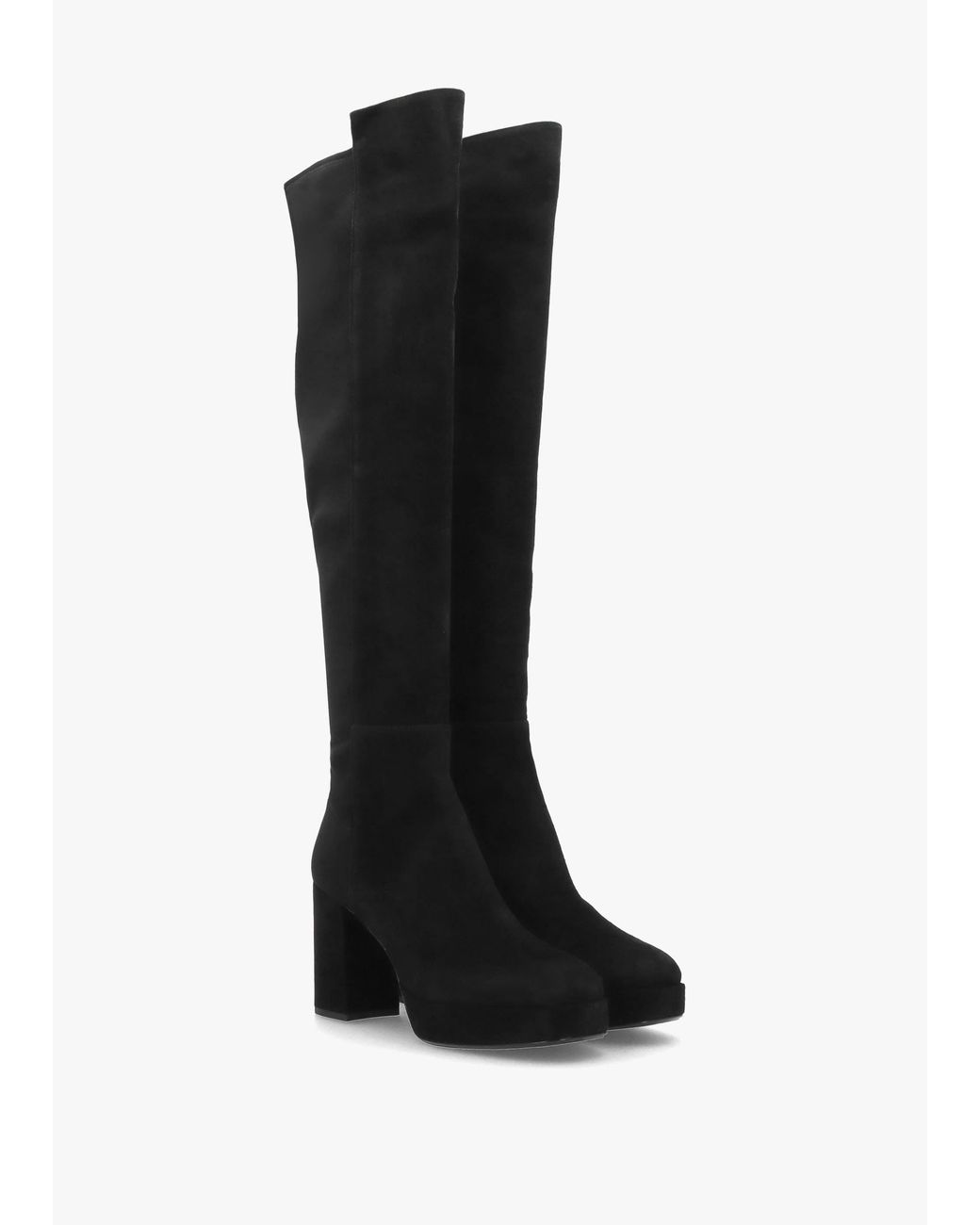 Russell & Bromley Black Honey Block Heeled Platform Over The Knee Boots