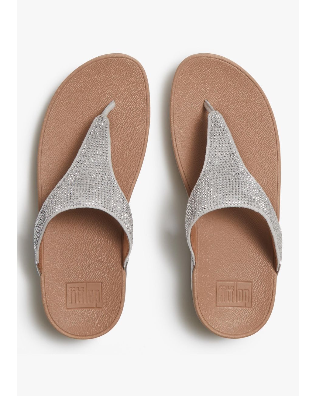 Fitflop White Lulu Crystal Embellished Steeled Toe Post Sandals