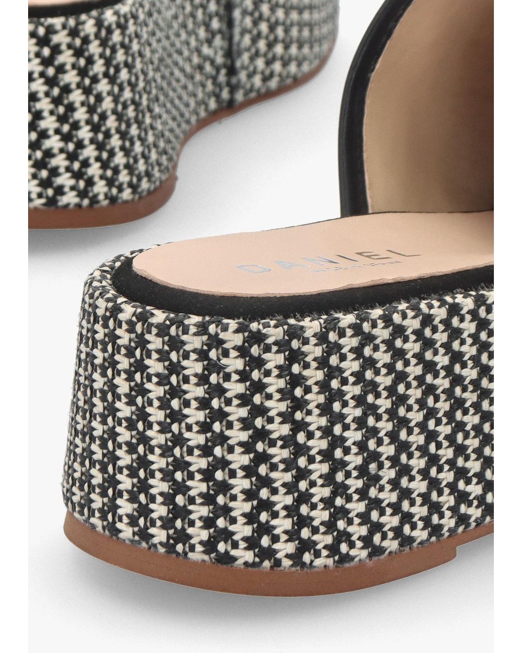 Daniel White Jono Monogram Woven Raffia Flatform Mules