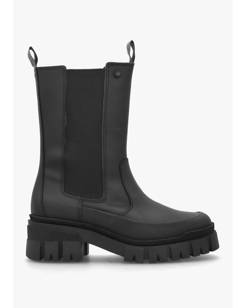 Barbour Black Sidneigh Rubberized Leather Chelsea Boots