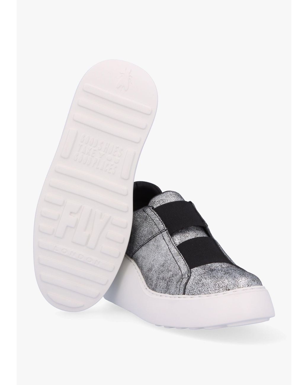Fly London White Dito Ii Leather Wedge Trainers