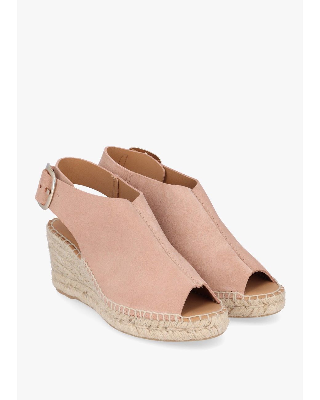 Daniel Natural Kathie Nude Suede Peep Toe Sling Back Wedge Espadrilles