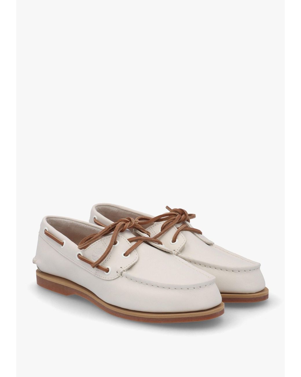 Timberland White Classic Natural Full Grain Leather Boat Shoes