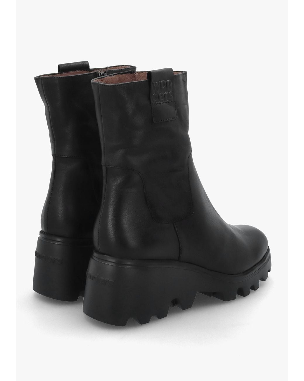 Wonders Black Wedge Ankle Boots