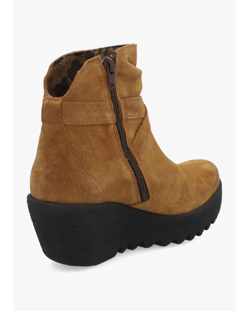 Fly London Brown Loik Tabacco Suede Wedge Ankle Boots
