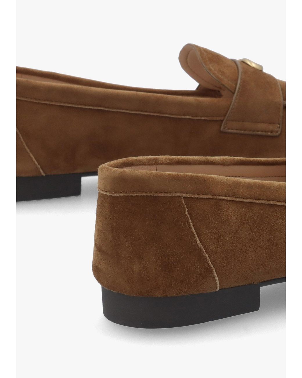 COACH Brown Sculpted C Coconut Suede Loafers