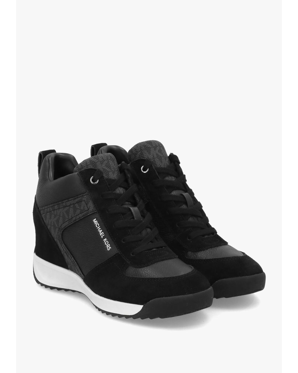 Michael Kors Black Nikko S2 & Suede Wedge Trainers