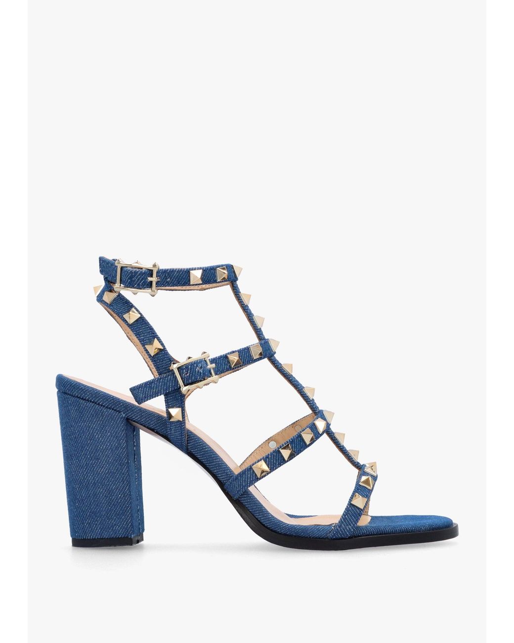 Daniel Blue Pitter Denim Studded Block Heeled Sandals